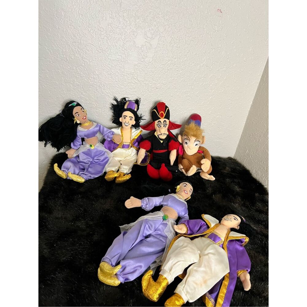 Disney Store Parks Aladdin Jasmine Jafar Bean Bag‎ Plush Dolls